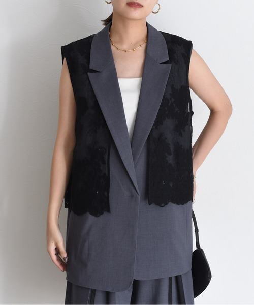 エイミーロウ　レースレイヤード ダブルボタンジレ　Eimee Law レースレイヤード ダブルボタンジレ（ベスト）｜Eimee Law
