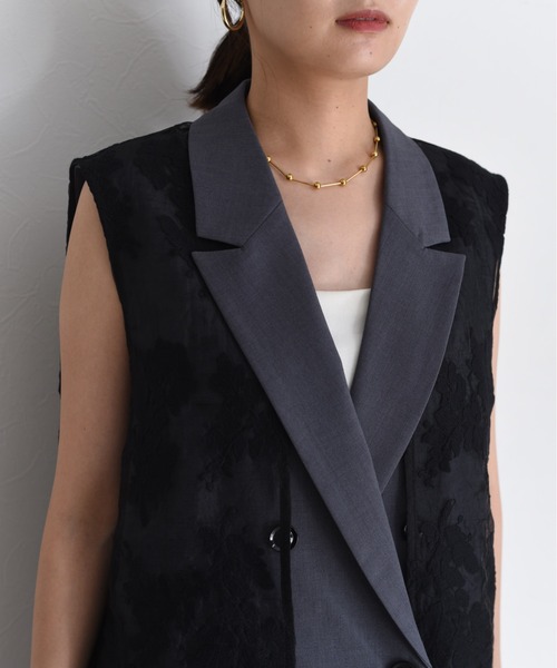 レースレイヤード ダブルボタンジレ（ベスト）｜Eimee Law