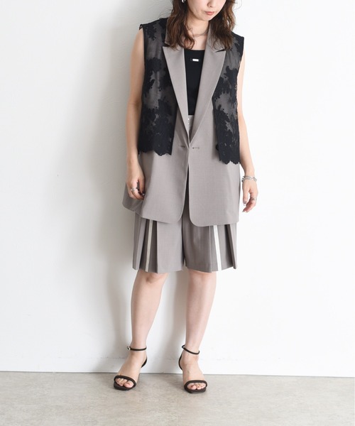 エイミーロウ　レースレイヤード ダブルボタンジレ　Eimee Law レースレイヤード ダブルボタンジレ（ベスト）｜Eimee Law