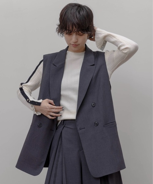 エイミーロウ　レースレイヤード ダブルボタンジレ　Eimee Law レースレイヤード ダブルボタンジレ Eimee Law│Eimee Law & LHELBIE