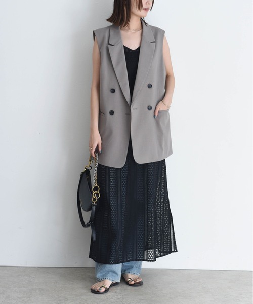 Settimissimo Eimee Law 異素材 切替 バー釦 ジレ Settimissimo Eimee Law 異素材 切替 バー釦 ジレ デニム