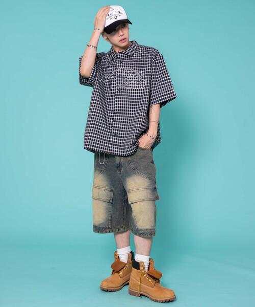 Piko（ピコ）の「∴WEGO/PIKO別注チェックグラフィックシャツ（シャツ/ブラウス・メンズ・ブルー系その他2/ブラック系その他2・MEDIUM/LARGE）」の3枚目の写真