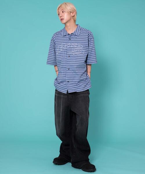 Piko（ピコ）の「∴WEGO/PIKO別注チェックグラフィックシャツ（シャツ/ブラウス・メンズ・ブルー系その他2/ブラック系その他2・MEDIUM/LARGE）」の12枚目の写真