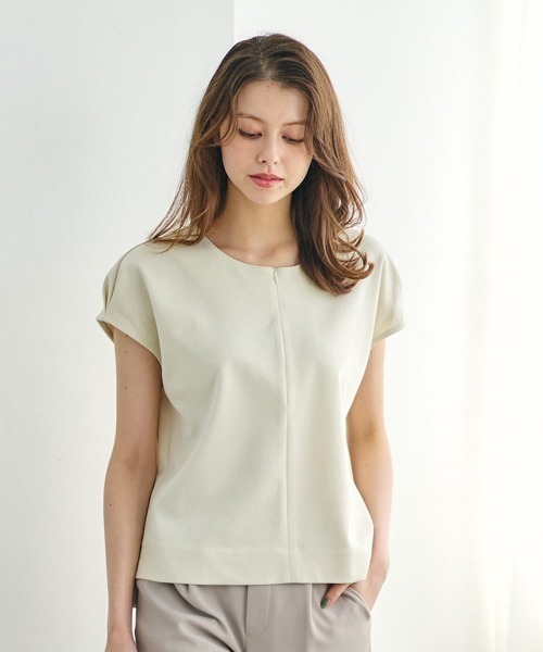 12Twelve Agenda(トゥエルブ アジェンダ)の「フロントファスナーネックカットソープルオーバー(Tシャツ/カットソー・レディース・ブルー/チャコールグレー/アイボリー・M)」の11枚目の写真