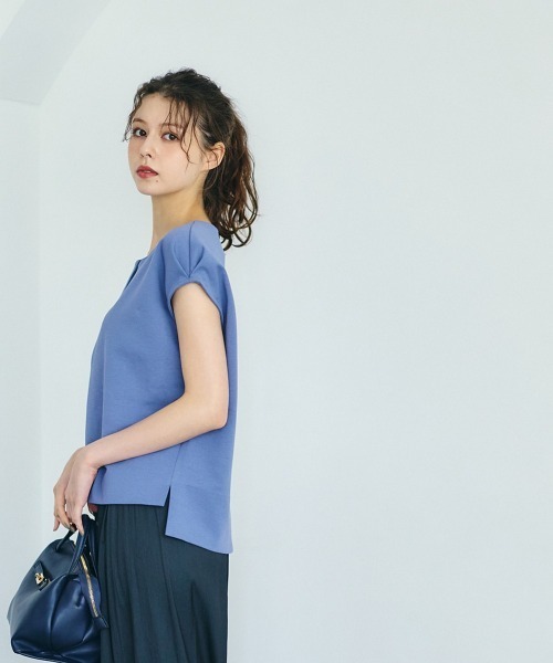 12Twelve Agenda(トゥエルブ アジェンダ)の「フロントファスナーネックカットソープルオーバー(Tシャツ/カットソー・レディース・ブルー/チャコールグレー/アイボリー・M)」の8枚目の写真