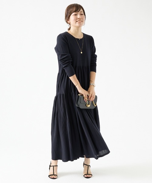 DESIGNWORKS（デザインワークス）の「ティアードロングワンピース（ワンピース・レディース・ライム/ネイビー・38）」の17枚目の写真
