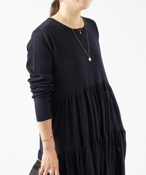 DESIGNWORKS（デザインワークス）の「ティアードロングワンピース（ワンピース・レディース・ライム/ネイビー・38）」の18枚目の写真
