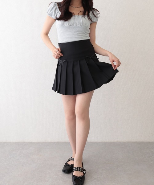 Lace Ladies(レースレディース)の「ハイウエスト フロント サイド リボン プリーツ スカート(スカート・レディース・ブラック・S/M/L/XL)」の13枚目の写真