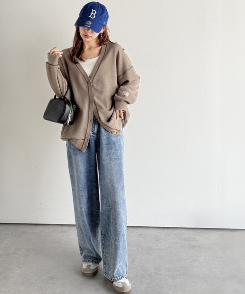 Java(ジャバ)の「《JaVaジャバコラボ》ラフで上品な大人のゆるカジュアル。配色ステッチVネックワッフルカーディガン(長袖)(カーディガン/ボレロ・レディース・モカ/アイボリー/ブラック/ネイビー/カーキ・X-LARGE/SMALL/MEDIUM/LARGE)」の22枚目の写真