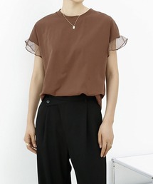 Tシャツ/カットソー（ブラウン/茶色系・フリル）ファッション