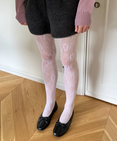flower leaf lace tights / フラワーリーフレースタイツ（タイツ