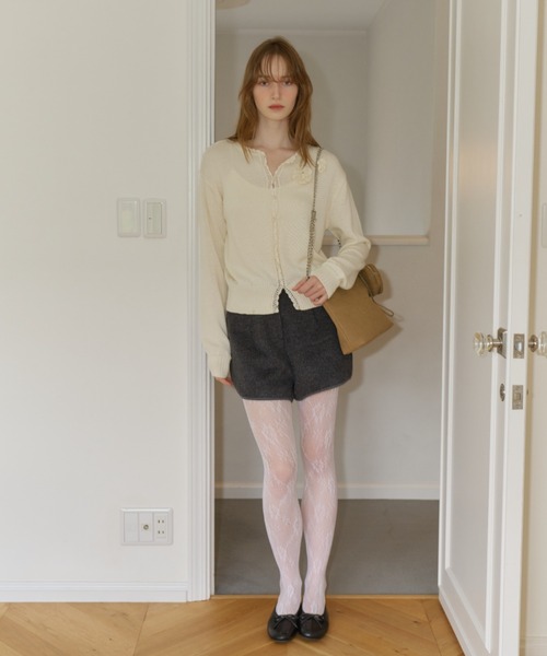 GIUNON（ジウノン）の「flower leaf lace tights / フラワーリーフレースタイツ（タイツ/ストッキング・レディース・ブラック/ホワイト・FREE）」の21枚目の写真