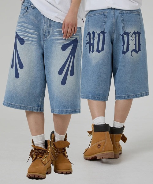 HOODHOOD(フッドフッド)の「【UNISEX】HOODHOOD/Alien Hands ショートパンツ(デニムパンツ・レディース・ブルー・MEDIUM/LARGE/X-LARGE)」の3枚目の写真