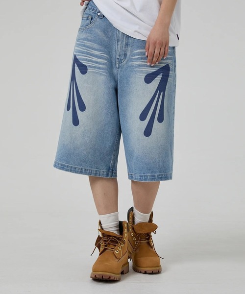 HOODHOOD(フッドフッド)の「【UNISEX】HOODHOOD/Alien Hands ショートパンツ(デニムパンツ・レディース・ブルー・MEDIUM/LARGE/X-LARGE)」の2枚目の写真