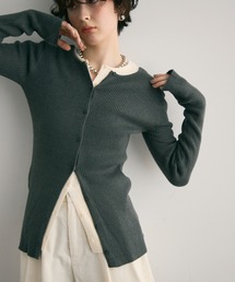 Trish（トリッシュ）の「前後2WAYリブ編みクルーネックカーディガン（カーディガン/ボレロ）」