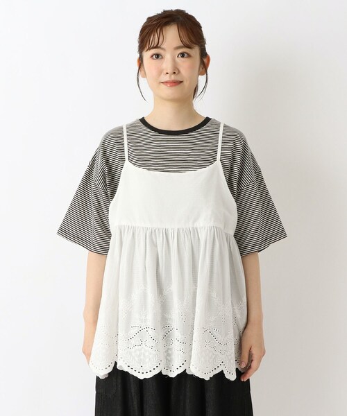 one'sterrace(ワンズテラス)の「スカラップ刺繍 キャミソール(シャツ/ブラウス・レディース・ブラック系8/アイボリー系8・02)」の3枚目の写真