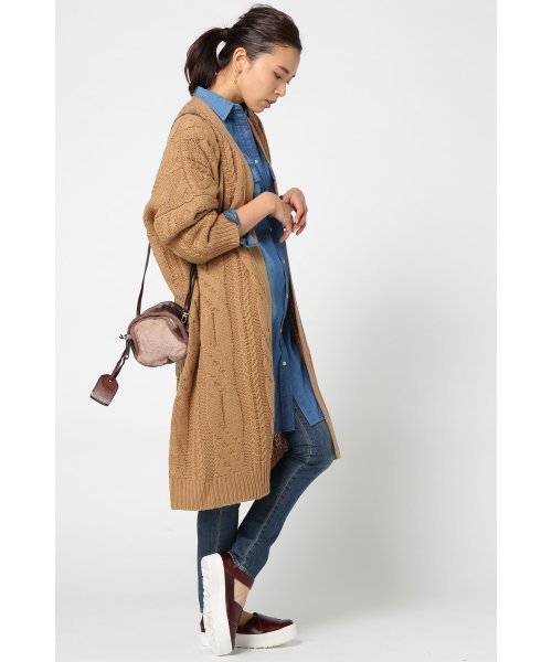 JOURNAL STANDARD(ジャーナルスタンダード)の「ビックケーブルカーディガン#(カーディガン/ボレロ・レディース・カーキ/ホワイト/ベージュ・FREE)」の5枚目の写真