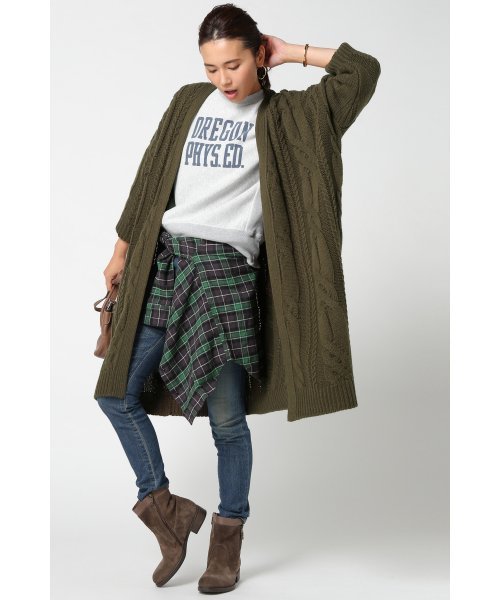 JOURNAL STANDARD(ジャーナルスタンダード)の「ビックケーブルカーディガン#(カーディガン/ボレロ・レディース・カーキ/ホワイト/ベージュ・FREE)」の6枚目の写真