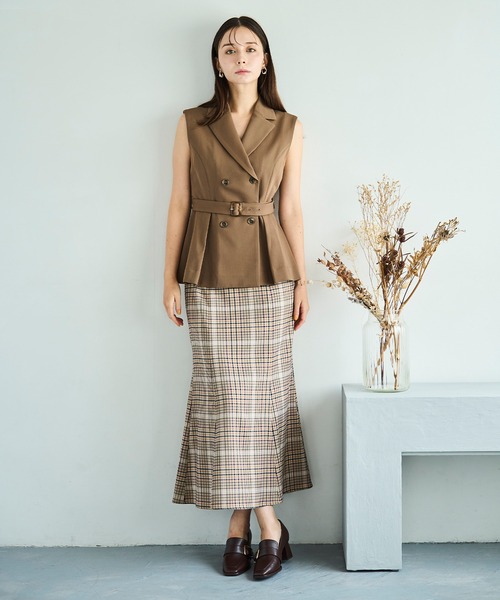 31 Sons de mode（トランテアン　ソン　ドゥ　モード）の「2025秋冬新作 2WAYケープ取り外しジレ（ベスト・レディース・ベージュ/ブラウン・S/M）」の13枚目の写真