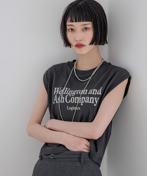 LOWRYS FARM（ローリーズファーム）の「ショートロゴフレンチスリーブ　580984（Tシャツ/カットソー・レディース・チャコールグレー/ベージュ/オフホワイト・FREE）」の13枚目の写真