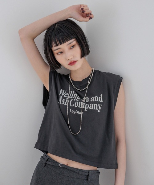 LOWRYS FARM（ローリーズファーム）の「ショートロゴフレンチスリーブ　580984（Tシャツ/カットソー・レディース・チャコールグレー/ベージュ/オフホワイト・FREE）」の15枚目の写真