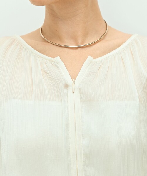 セール】楊柳サテン2WAYギャザーブラウス（シャツ/ブラウス