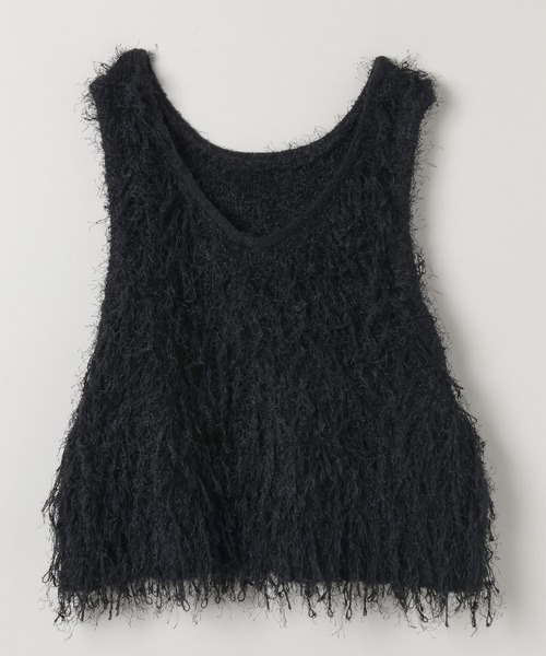 JEANASIS(ジーナシス)の「MIXフリンジヤーンNS/589926(ベスト・レディース・ブラウン/オフホワイト/ブラック・FREE)」の3枚目の写真