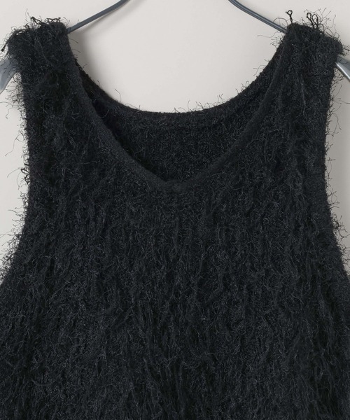 JEANASIS(ジーナシス)の「MIXフリンジヤーンNS/589926(ベスト・レディース・ブラウン/オフホワイト/ブラック・FREE)」の5枚目の写真