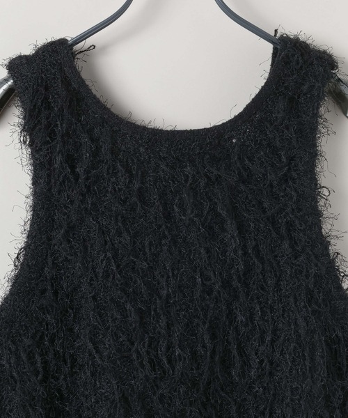 JEANASIS(ジーナシス)の「MIXフリンジヤーンNS/589926(ベスト・レディース・ブラウン/オフホワイト/ブラック・FREE)」の8枚目の写真