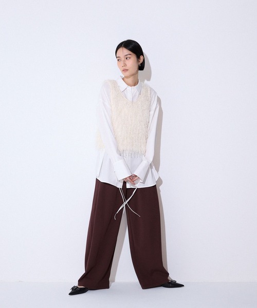 JEANASIS(ジーナシス)の「MIXフリンジヤーンNS/589926(ベスト・レディース・ブラウン/オフホワイト/ブラック・FREE)」の13枚目の写真