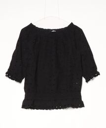 【未使用SAMPLE】ナラカミーチェ 黒半袖ブラウス ハイネック上品袖 未使用SAMPLE】ナラカミーチェ 黒半袖ブラウス ハイネック上品袖