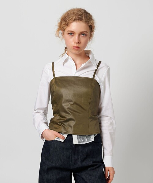 ＜ATTISESSION＞レザーライク ビスチェ