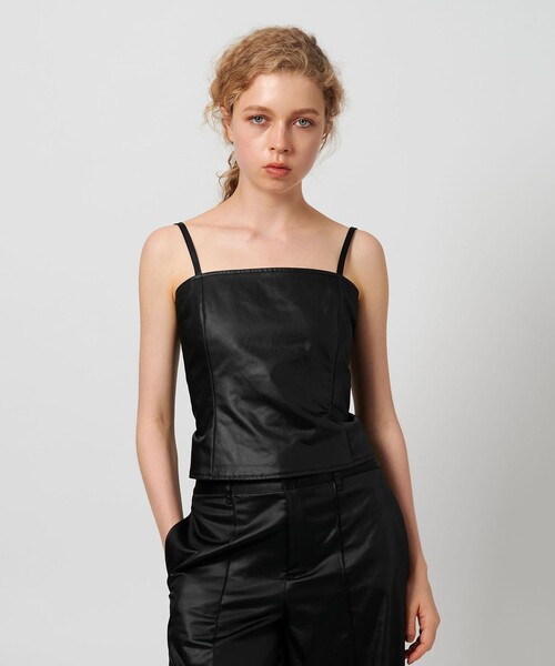 ATTISESSION（アティセッション）の「＜ATTISESSION＞レザーライク ビスチェ（その他トップス・レディース・ブラック/オリーブ・FREE）」の3枚目の写真