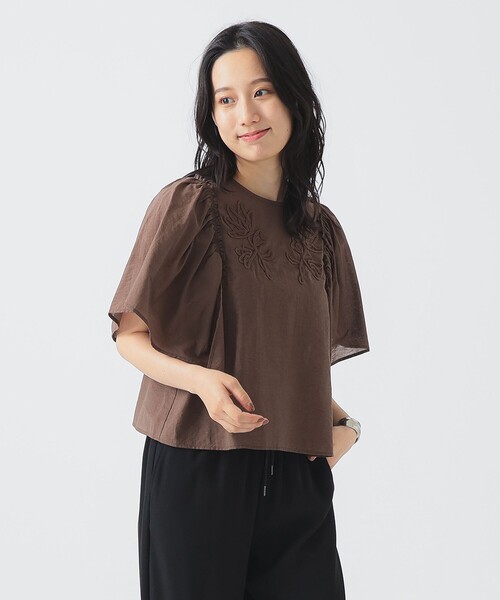 B:MING by BEAMS（ビーミングバイビームス）の「【手洗いOK】コード刺繍 ブラウス（S～M）（シャツ/ブラウス・レディース・オフホワイト/パープル系その他5/ブラウン・SMALL/MEDIUM）」の5枚目の写真