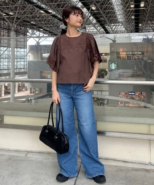 B:MING by BEAMS（ビーミングバイビームス）の「【手洗いOK】コード刺繍 ブラウス（S～M）（シャツ/ブラウス・レディース・オフホワイト/パープル系その他5/ブラウン・SMALL/MEDIUM）」の4枚目の写真