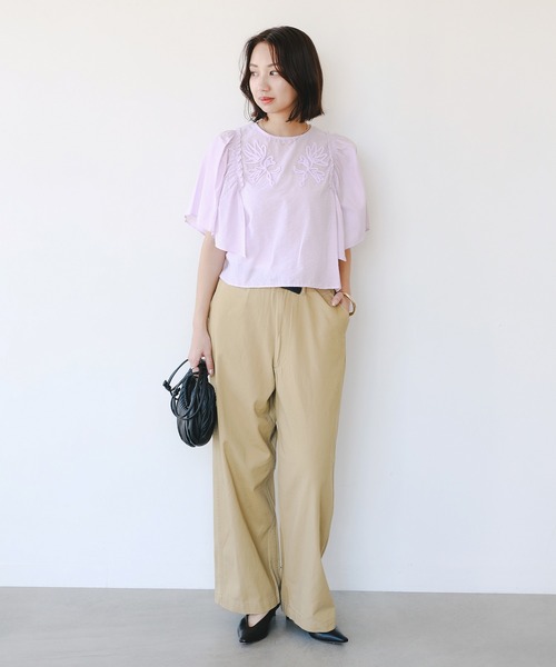 B:MING by BEAMS（ビーミングバイビームス）の「【手洗いOK】コード刺繍 ブラウス（S～M）（シャツ/ブラウス・レディース・オフホワイト/パープル系その他5/ブラウン・SMALL/MEDIUM）」の6枚目の写真