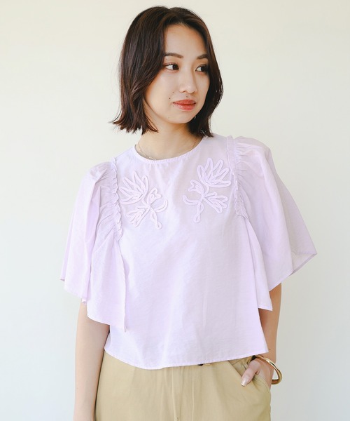 B:MING by BEAMS（ビーミングバイビームス）の「【手洗いOK】コード刺繍 ブラウス（S～M）（シャツ/ブラウス・レディース・オフホワイト/パープル系その他5/ブラウン・SMALL/MEDIUM）」の8枚目の写真