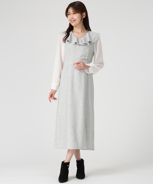 MISCH MASCH（ミッシュマッシュ）の「ラッフルアシメフリルラップ風タイトワンピース（ワンピース・レディース・パープル/イエロー/ホワイト×ブラック・S/M）」の10枚目の写真