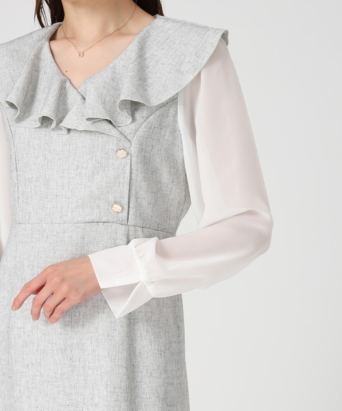 MISCH MASCH（ミッシュマッシュ）の「ラッフルアシメフリルラップ風タイトワンピース（ワンピース・レディース・パープル/イエロー/ホワイト×ブラック・S/M）」の22枚目の写真
