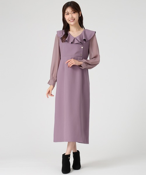 MISCH MASCH（ミッシュマッシュ）の「ラッフルアシメフリルラップ風タイトワンピース（ワンピース・レディース・パープル/イエロー/ホワイト×ブラック・S/M）」の12枚目の写真