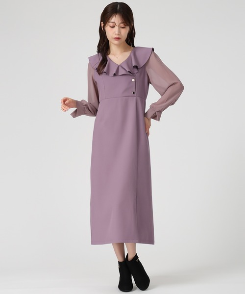 MISCH MASCH（ミッシュマッシュ）の「ラッフルアシメフリルラップ風タイトワンピース（ワンピース・レディース・パープル/イエロー/ホワイト×ブラック・S/M）」の13枚目の写真