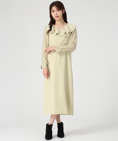 MISCH MASCH（ミッシュマッシュ）の「ラッフルアシメフリルラップ風タイトワンピース（ワンピース・レディース・パープル/イエロー/ホワイト×ブラック・S/M）」の14枚目の写真