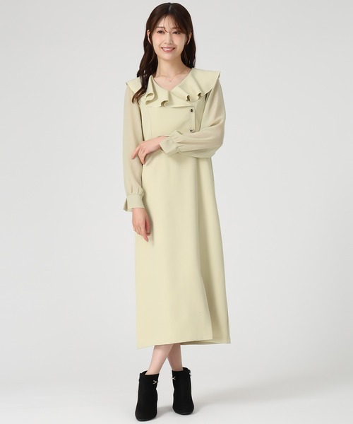 MISCH MASCH（ミッシュマッシュ）の「ラッフルアシメフリルラップ風タイトワンピース（ワンピース・レディース・パープル/イエロー/ホワイト×ブラック・S/M）」の15枚目の写真