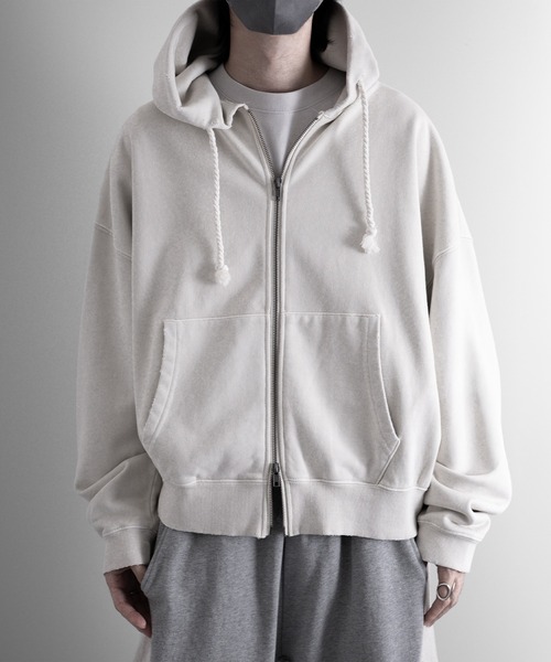 RUUBON（ルーボン）の「【RUUBON】heavy weight cotton full zip hoodie / ヘビーウェイトコットンフルジップーディ（パーカー・メンズ・チャコールグレー/ライトベージュ/ブラック・S/M/L）」の3枚目の写真