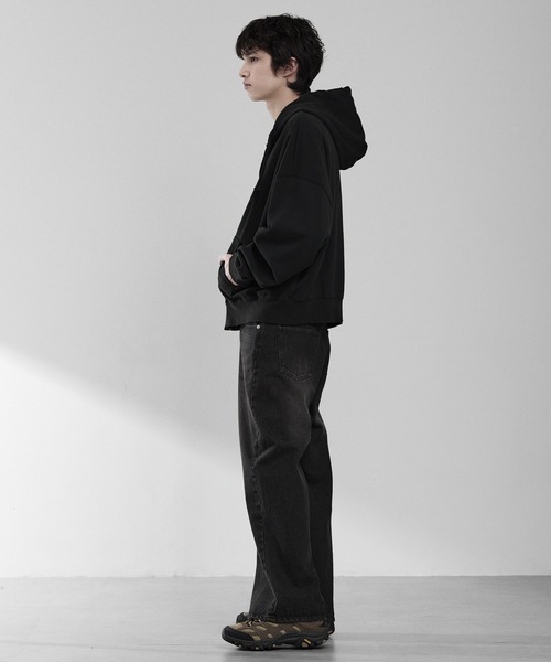 RUUBON（ルーボン）の「【RUUBON】heavy weight cotton full zip hoodie / ヘビーウェイトコットンフルジップーディ（パーカー・メンズ・チャコールグレー/ライトベージュ/ブラック・S/M/L）」の10枚目の写真