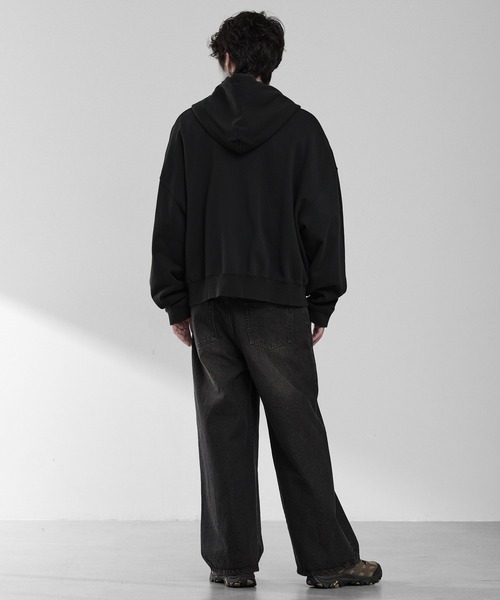 RUUBON（ルーボン）の「【RUUBON】heavy weight cotton full zip hoodie / ヘビーウェイトコットンフルジップーディ（パーカー・メンズ・チャコールグレー/ライトベージュ/ブラック・S/M/L）」の11枚目の写真