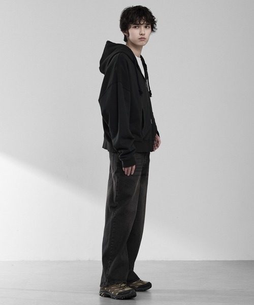 RUUBON（ルーボン）の「【RUUBON】heavy weight cotton full zip hoodie / ヘビーウェイトコットンフルジップーディ（パーカー・メンズ・チャコールグレー/ライトベージュ/ブラック・S/M/L）」の12枚目の写真