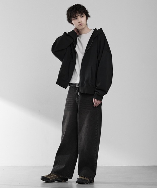 RUUBON（ルーボン）の「【RUUBON】heavy weight cotton full zip hoodie / ヘビーウェイトコットンフルジップーディ（パーカー・メンズ・チャコールグレー/ライトベージュ/ブラック・S/M/L）」の13枚目の写真