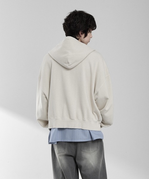 RUUBON（ルーボン）の「【RUUBON】heavy weight cotton full zip hoodie / ヘビーウェイトコットンフルジップーディ（パーカー・メンズ・チャコールグレー/ライトベージュ/ブラック・S/M/L）」の17枚目の写真