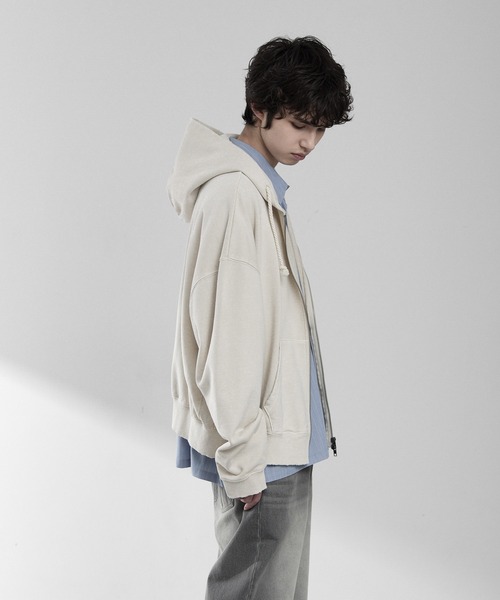 RUUBON（ルーボン）の「【RUUBON】heavy weight cotton full zip hoodie / ヘビーウェイトコットンフルジップーディ（パーカー・メンズ・チャコールグレー/ライトベージュ/ブラック・S/M/L）」の18枚目の写真